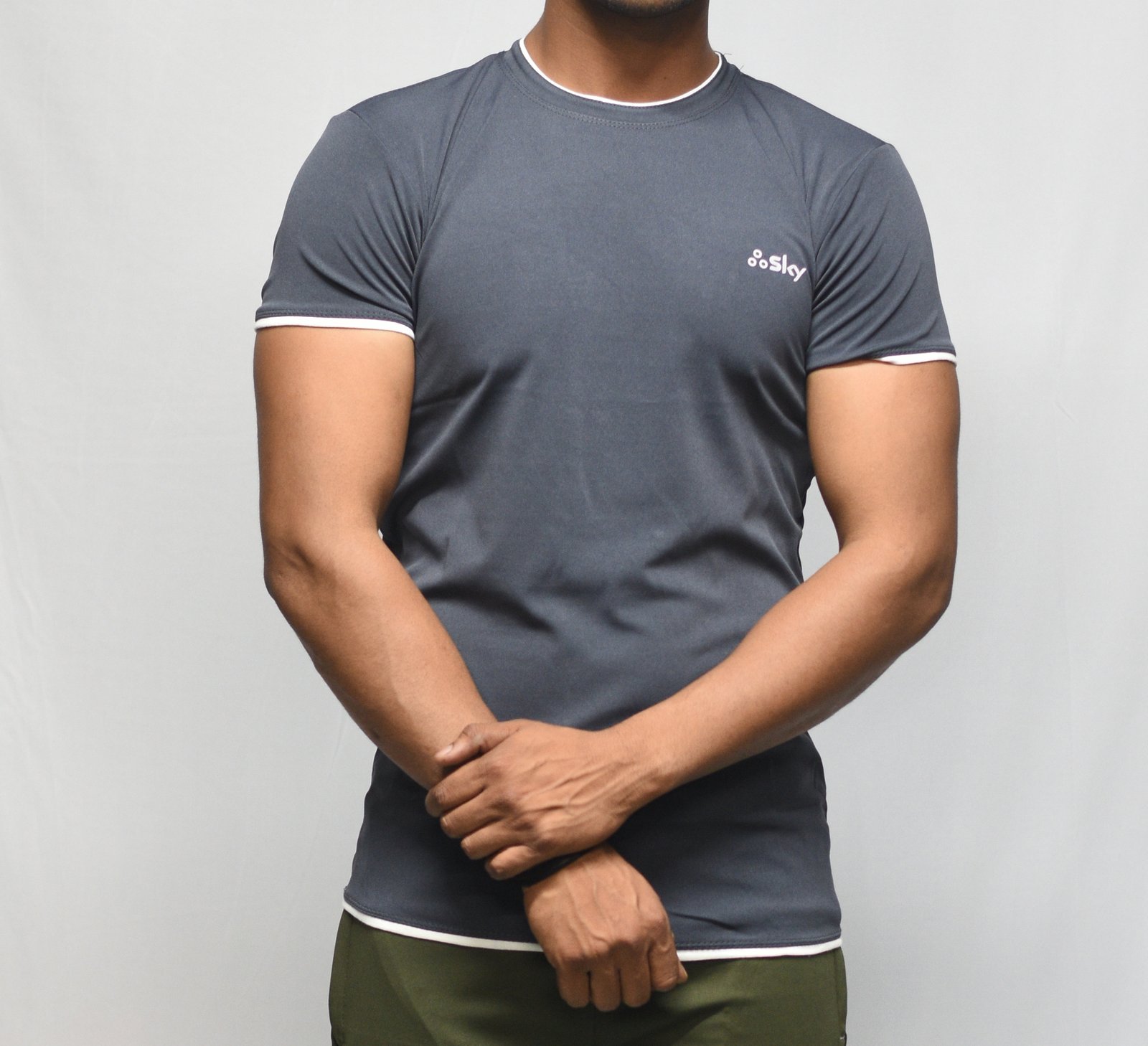 Dark Grey Lycra Slim T-Shirt